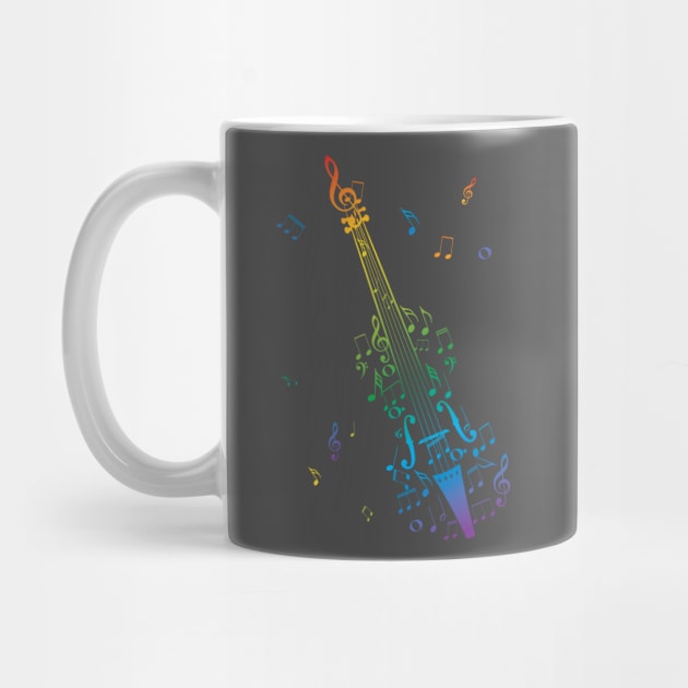 Rainbow music notes in violin by AnnArtshock